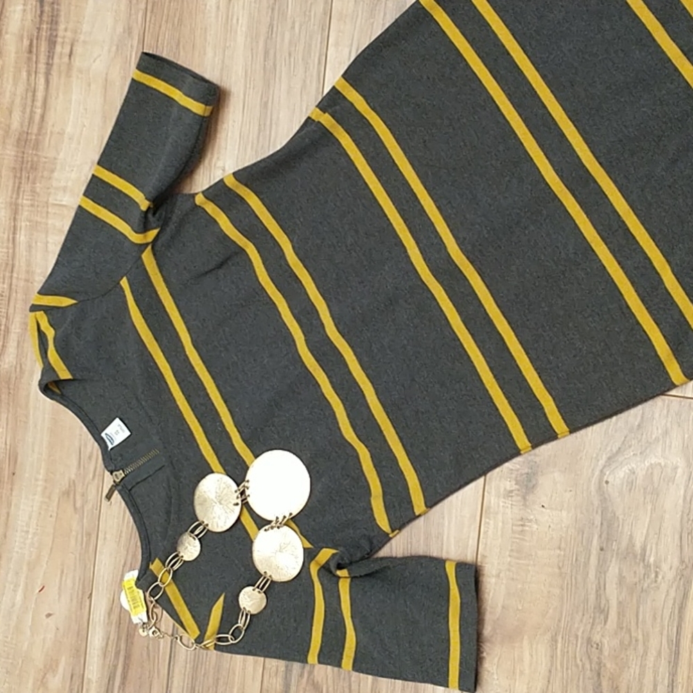Gray & Yellow Striped Dress